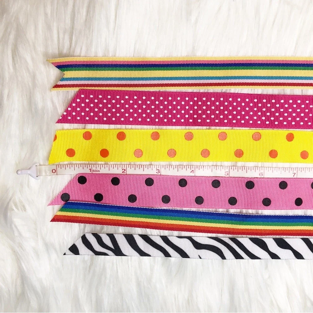 6 Assorted Hair Ribbon Variety of Colors - Bundle of Hair Accessories - Picture 5 of 7